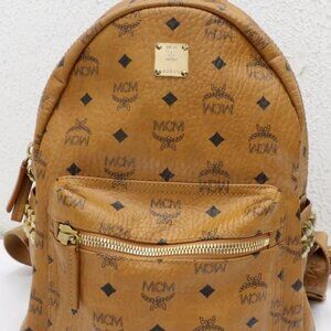 MCM Stark Side Studs Small Backpack in Cognac